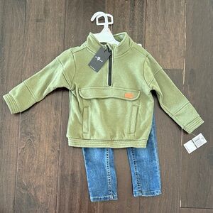 NWT Toddler Boys Seven for all mankind Olive Green Pullover and jeans!